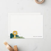 かわいい黄色のワイルドジャングル動物ライオンの子供の誕生日 ノートカード (正面/裏面インサイチュ)