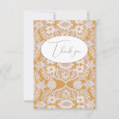 かわいい黄色のヴィンテージ風レース フラット サンクス カード (正面)