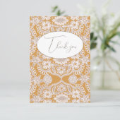 かわいい黄色のヴィンテージ風レース フラット サンクス カード (スタンド正面)