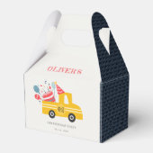 かわいい黄色の任意の年齢の誕生日パーティーケーキトラック フェイバーボックス (正面サイド)