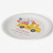 かわいい黄色の任意の年齢の誕生日パーティーケーキトラック ペーパープレート (アングル)