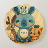 かわいい黄色の動物の丸い枕 ラウンドクッション (裏面)