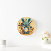 かわいい黄色の動物の丸い枕 ラウンド壁時計 (ホーム)