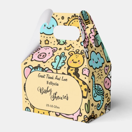 かわいい黄色の動物の幼児 フェイバーボックス (正面サイド)