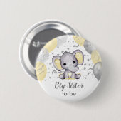 かわいい黄色の大姉妹象のバルーンのボタン 缶バッジ (正面&裏面)