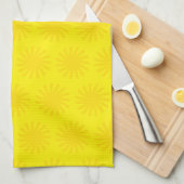 かわいい黄色の太陽のパターンモダン幸せなおもしろい明るい キッチンタオル (四つ折り)