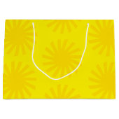 かわいい黄色の太陽のパターンモダン幸せなおもしろい明るい ラージペーパーバッグ (正面)