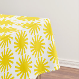 かわいい黄色の太陽のパターン幸せモダンなおもしろい陽気 テーブルクロス