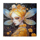 かわいい黄色の妖精ファンタジーアートセラミックタイル タイル (正面)
