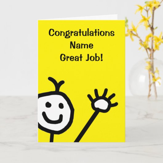 かわいい黄色の小さな笑顔顔おめでとう カード (黄色い花)