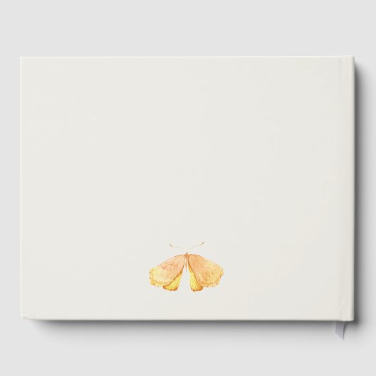 かわいい黄色の庭の葉蝶の赤ちゃんシャワー ゲストブック (裏面)