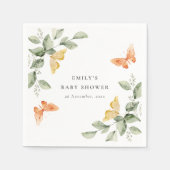 かわいい黄色の庭の葉蝶の赤ちゃんシャワー スタンダードカクテルナプキン (正面)