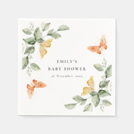 かわいい黄色の庭の葉蝶の赤ちゃんシャワー スタンダードカクテルナプキン