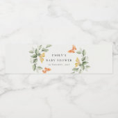 かわいい黄色の庭の葉蝶の赤ちゃんシャワー ペットボトルラベル (シングルラベル)