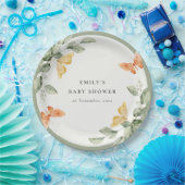 かわいい黄色の庭の葉蝶の赤ちゃんシャワー ペーパープレート (パーティー)