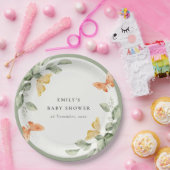 かわいい黄色の庭の葉蝶の赤ちゃんシャワー ペーパープレート (パーティー)