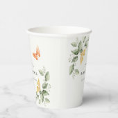 かわいい黄色の庭の葉蝶の赤ちゃんシャワー 紙コップ (右)