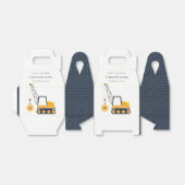 かわいい黄色の建築クレーン車のベビーシャワー フェイバーボックス (折り畳みなし)