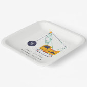 かわいい黄色の建築クレーン車のベビーシャワー ペーパープレート (傾斜あり)