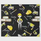 かわいい黄色の建築トラックダンプパターンパーティー ラッピングペーパー (フラット)