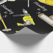 かわいい黄色の建築トラックダンプパターンパーティー ラッピングペーパー (角)