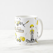 かわいい黄色の建築トラックダンプパターン コーヒーマグカップ (正面右)