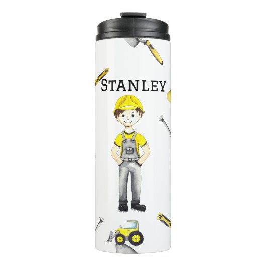 かわいい黄色の建築トラックダンプパターン タンブラー (正面)