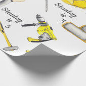 かわいい黄色の建築トラックダンプパターン ラッピングペーパー (角)