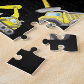 かわいい黄色の建築トラックダンプ名 ジグソーパズル (側面)