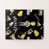 かわいい黄色の建築トラックダンプ名 ジグソーパズル (横)