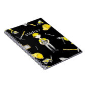 かわいい黄色の建築トラックダンプ名 ノートブック (右側)