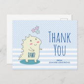 かわいい黄色の恐竜と幸せな星のありがとう ポストカード (正面/裏面)