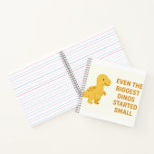 かわいい黄色の恐竜の名言 – "大きな恐竜だって小さな頃から" ノートブック (内部)