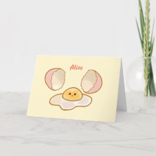 かわいい黄色の手描き卵と引用文おもしろい サンキューカード