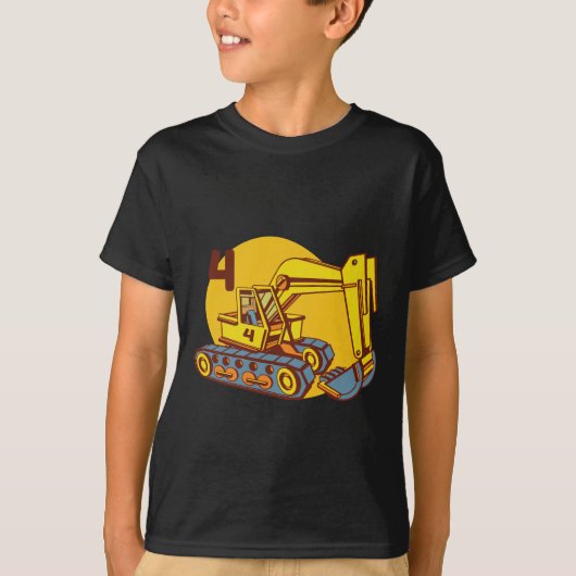 かわいい黄色の掘削機の重機 Tシャツ (正面)