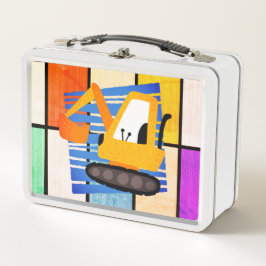 かわいい黄色の掘削機 メタルランチボックス