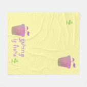 かわいい黄色の春がきたよ シーズナル フリースブランケット (正面(横))