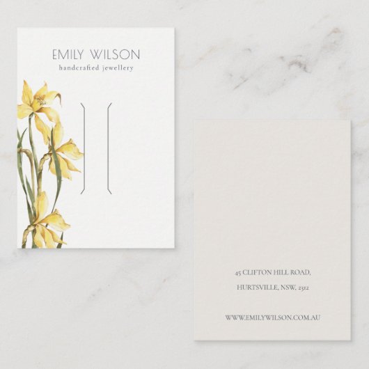 かわいい黄色の水仙フローラヘアクリップディスプレイ 名刺 (正面/裏面)