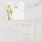 かわいい黄色の水仙フローラロゴネックレスディスプレイ スクエア名刺 (正面/裏面)