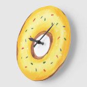 かわいい黄色の水色のドーナツ ラージ壁時計 (傾斜)