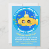 かわいい黄色の海底魚の漫画の招待 招待状 (正面)
