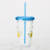 かわいい黄色の海底魚の漫画イラストレーション アクリルタンブラー (右)