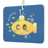 かわいい黄色の海底魚の漫画イラストレーション カーエアーフレッシュナー (左)