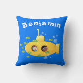 かわいい黄色の海底魚の漫画イラストレーション クッション (裏面)