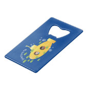 かわいい黄色の海底魚の漫画イラストレーション クレジットカード栓抜き (正面アングル)