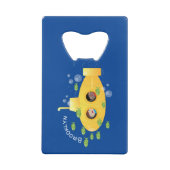 かわいい黄色の海底魚の漫画イラストレーション クレジットカード栓抜き (裏面)