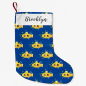 かわいい黄色の海底魚の漫画イラストレーション スモールクリスマスストッキング (正面)