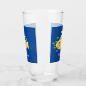 かわいい黄色の海底魚の漫画イラストレーション タンブラーグラス (左)