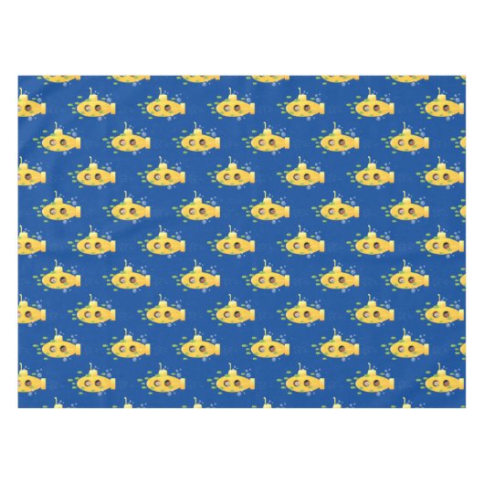 かわいい黄色の海底魚の漫画イラストレーション テーブルクロス (正面(横))