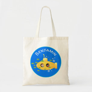 かわいい黄色の海底魚の漫画イラストレーション トートバッグ
